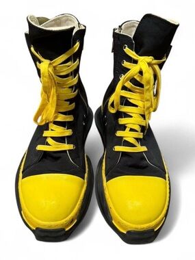 Rick Owens DRKSHDW Ramones Abstract High Top Black Yellow